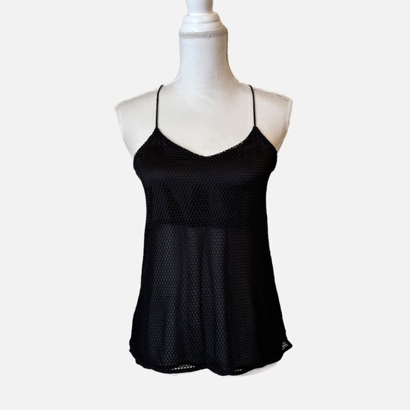 Express Sheer Black Fishnet Top Vintage Y2K XSmall - Picture 9 of 9